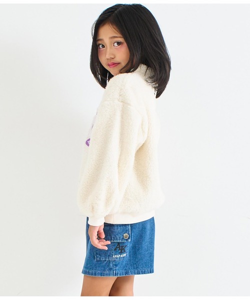 ANAP kids（アナップキッズ）の「リングハーフジップ ボア 長袖 トレーナー（スウェット・キッズ・ホワイト/ブラック・110cm/130cm/120cm）」の8枚目の写真