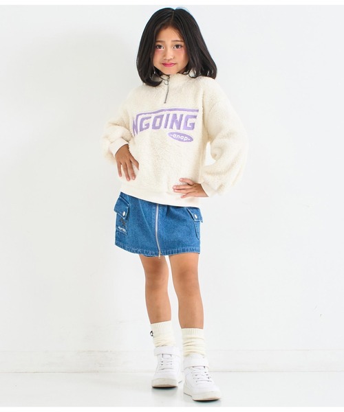 ANAP kids（アナップキッズ）の「リングハーフジップ ボア 長袖 トレーナー（スウェット・キッズ・ホワイト/ブラック・110cm/130cm/120cm）」の10枚目の写真