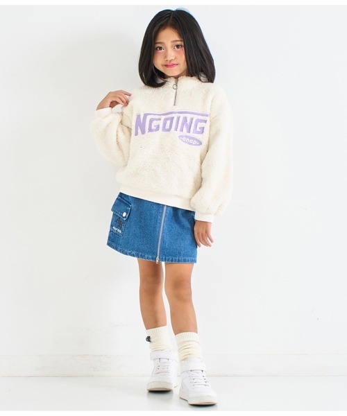 ANAP kids（アナップキッズ）の「リングハーフジップ ボア 長袖 トレーナー（スウェット・キッズ・ホワイト/ブラック・110cm/130cm/120cm）」の11枚目の写真