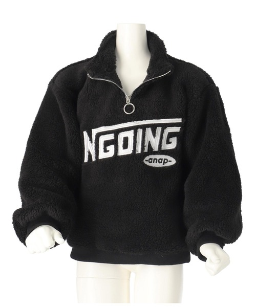 ANAP kids（アナップキッズ）の「リングハーフジップ ボア 長袖 トレーナー（スウェット・キッズ・ホワイト/ブラック・110cm/130cm/120cm）」の14枚目の写真