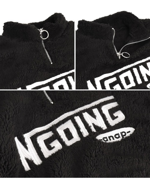 ANAP kids（アナップキッズ）の「リングハーフジップ ボア 長袖 トレーナー（スウェット・キッズ・ホワイト/ブラック・110cm/130cm/120cm）」の5枚目の写真