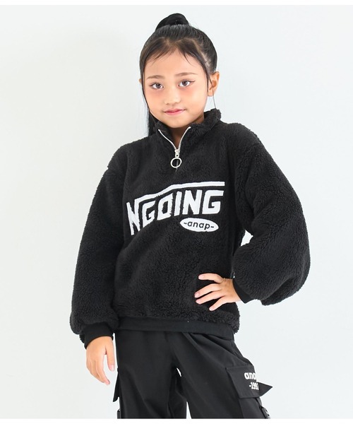 ANAP kids（アナップキッズ）の「リングハーフジップ ボア 長袖 トレーナー（スウェット・キッズ・ホワイト/ブラック・110cm/130cm/120cm）」の17枚目の写真