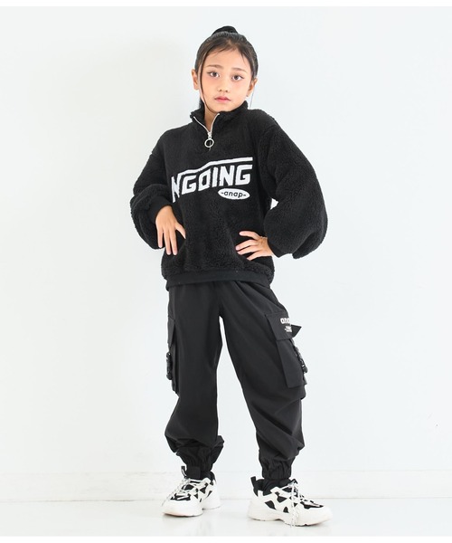 ANAP kids（アナップキッズ）の「リングハーフジップ ボア 長袖 トレーナー（スウェット・キッズ・ホワイト/ブラック・110cm/130cm/120cm）」の15枚目の写真