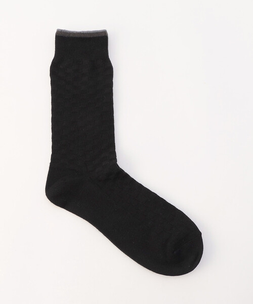 COMME CA ISM（コムサイズム）の「リンクス 市松柄 ドレスソックス（ソックス/靴下・メンズ・ブラック/ネイビー/チャコール・27cm）」の2枚目の写真