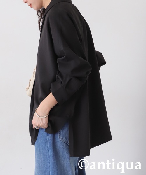 antiqua(アンティカ)の「シンプルプルオーバーシャツ(シャツ/ブラウス・レディース・ブラック/アイボリー/ブルー・ONESIZE)」の12枚目の写真