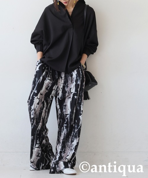 antiqua(アンティカ)の「シンプルプルオーバーシャツ(シャツ/ブラウス・レディース・ブラック/アイボリー/ブルー・ONESIZE)」の14枚目の写真