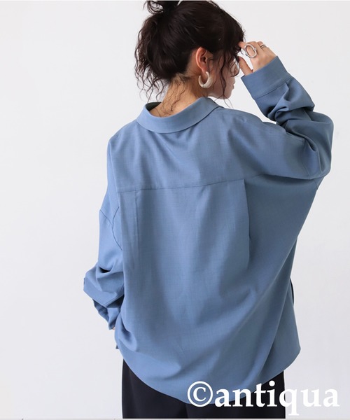 antiqua(アンティカ)の「シンプルプルオーバーシャツ(シャツ/ブラウス・レディース・ブラック/アイボリー/ブルー・ONESIZE)」の17枚目の写真