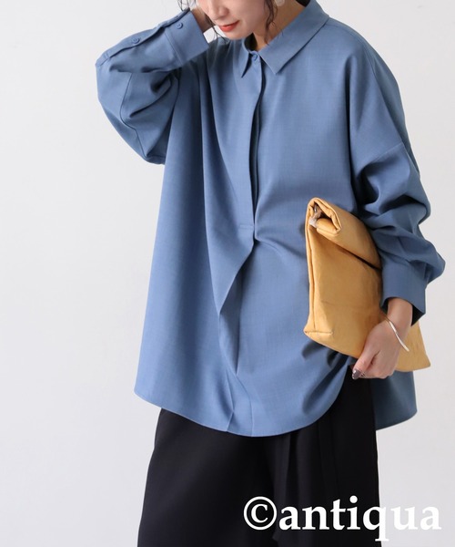 antiqua(アンティカ)の「シンプルプルオーバーシャツ(シャツ/ブラウス・レディース・ブラック/アイボリー/ブルー・ONESIZE)」の19枚目の写真