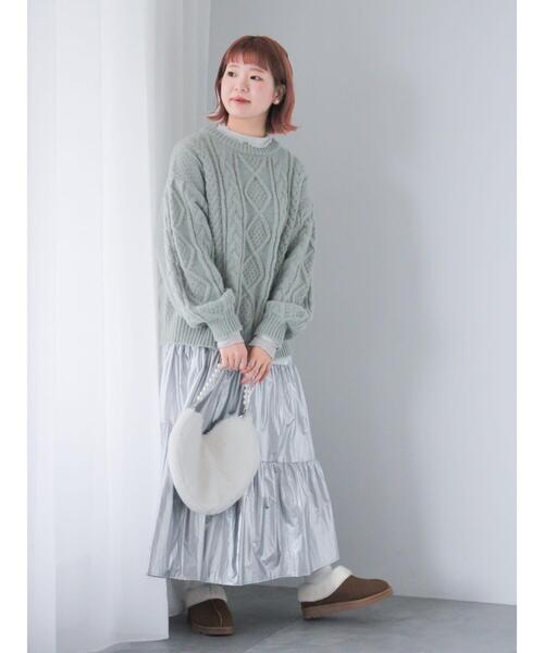 ehka sopo（エヘカソポ）の「ハートボアショルダーバッグ（ハンドバッグ・レディース・グレー/ブラック/オフホワイト・F）」の6枚目の写真