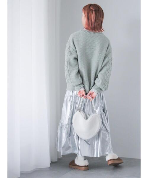 ehka sopo（エヘカソポ）の「ハートボアショルダーバッグ（ハンドバッグ・レディース・グレー/ブラック/オフホワイト・F）」の7枚目の写真