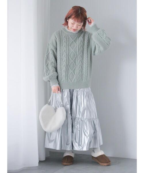 ehka sopo（エヘカソポ）の「ハートボアショルダーバッグ（ハンドバッグ・レディース・グレー/ブラック/オフホワイト・F）」の8枚目の写真