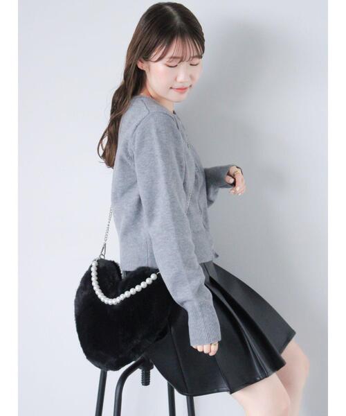 ehka sopo（エヘカソポ）の「ハートボアショルダーバッグ（ハンドバッグ・レディース・グレー/ブラック/オフホワイト・F）」の11枚目の写真