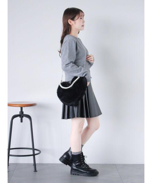 ehka sopo（エヘカソポ）の「ハートボアショルダーバッグ（ハンドバッグ・レディース・グレー/ブラック/オフホワイト・F）」の12枚目の写真