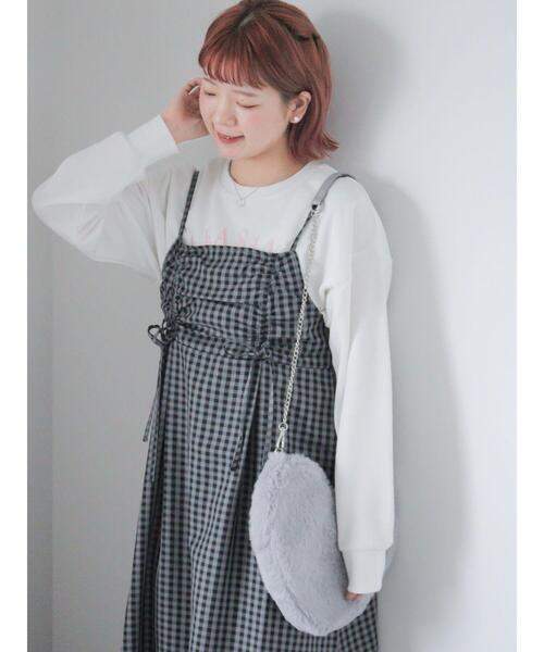 ehka sopo（エヘカソポ）の「ハートボアショルダーバッグ（ハンドバッグ・レディース・グレー/ブラック/オフホワイト・F）」の14枚目の写真