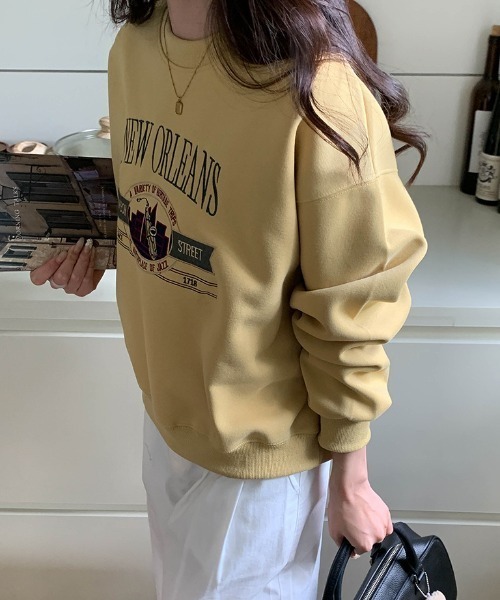 Vipoa(ヴィポア)の「RETRO COLLEGE SWEAT(スウェット・レディース・オートミール/イエロー/グレー・FREE)」の12枚目の写真