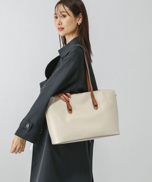 GLOBAL WORK（グローバルワーク）の「スペ軽撥水6ポケA4トート/234500（トートバッグ・レディース・ブラック系その他/ホワイト×ブラウン/ホワイト系その他7/シルバー/ベージュ/ブラック・ONE SIZE）」の3枚目の写真