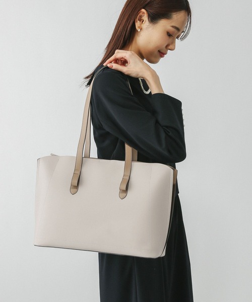 GLOBAL WORK（グローバルワーク）の「スペ軽撥水6ポケA4トート/234500（トートバッグ・レディース・ブラック系その他/ホワイト×ブラウン/ホワイト系その他7/シルバー/ベージュ/ブラック・ONE SIZE）」の8枚目の写真