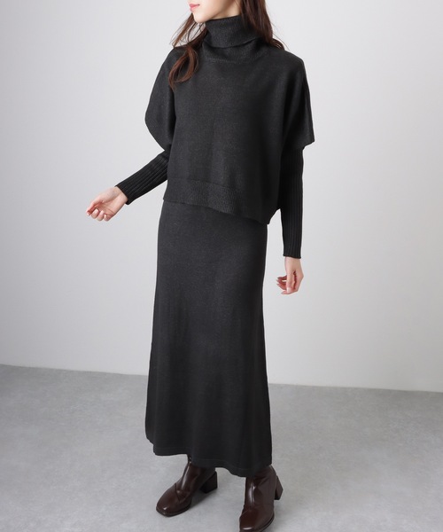 Lace Ladies(レースレディース)の「【2点セット】 クルーネック ニットワンピース&プルオーバー(ワンピース・レディース・ブラック/グレー/グレイッシュベージュ・FREE/S)」の2枚目の写真