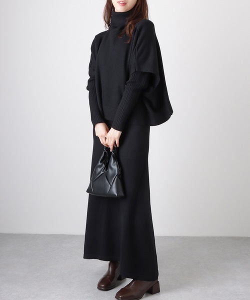 Lace Ladies(レースレディース)の「【2点セット】 クルーネック ニットワンピース&プルオーバー(ワンピース・レディース・ブラック/グレー/グレイッシュベージュ・FREE/S)」の6枚目の写真