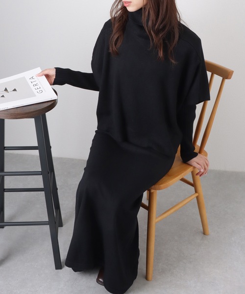Lace Ladies(レースレディース)の「【2点セット】 クルーネック ニットワンピース&プルオーバー(ワンピース・レディース・ブラック/グレー/グレイッシュベージュ・FREE/S)」の7枚目の写真