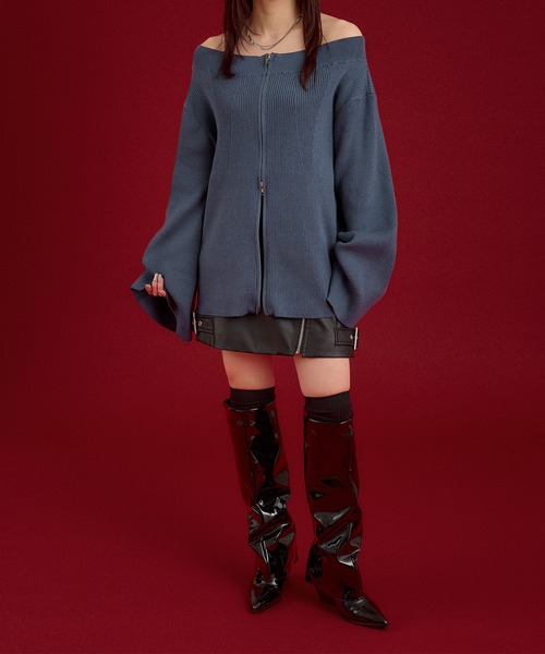 Ellno de Mavie（エルノデメヴィ）の「ワイドクルーネックジップニット（ニット/セーター・レディース・ブルーグレー/ブラック・FREE）」の21枚目の写真