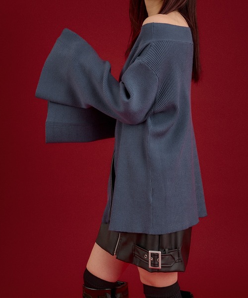 Ellno de Mavie（エルノデメヴィ）の「ワイドクルーネックジップニット（ニット/セーター・レディース・ブルーグレー/ブラック・FREE）」の7枚目の写真