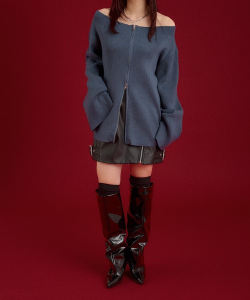 Ellno de Mavie（エルノデメヴィ）の「ワイドクルーネックジップニット（ニット/セーター・レディース・ブルーグレー/ブラック・FREE）」の22枚目の写真