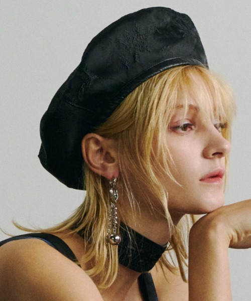 HARE(ハレ)の「ジャガードデザインベレー帽(HARE)(ハンチング/ベレー帽・レディース・ブラック・FREE)」の1枚目の写真