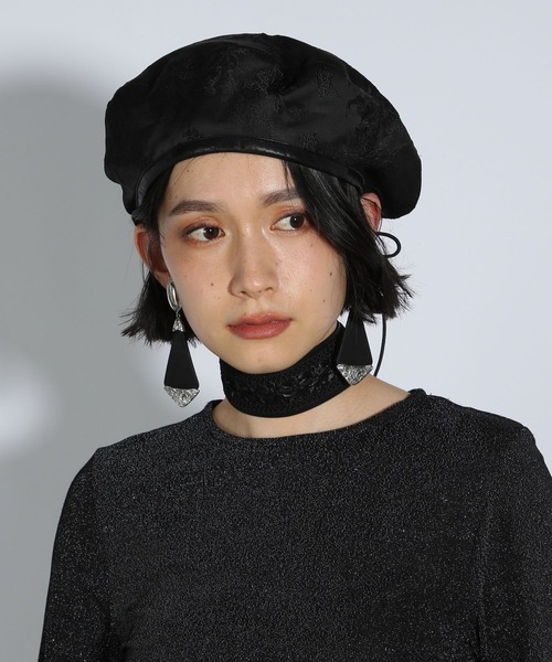 HARE(ハレ)の「ジャガードデザインベレー帽(HARE)(ハンチング/ベレー帽・レディース・ブラック・FREE)」の3枚目の写真