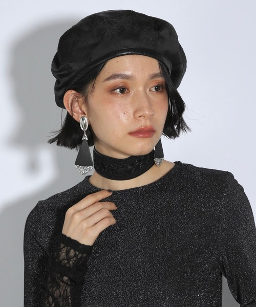 HARE(ハレ)の「ジャガードデザインベレー帽(HARE)(ハンチング/ベレー帽・レディース・ブラック・FREE)」の6枚目の写真