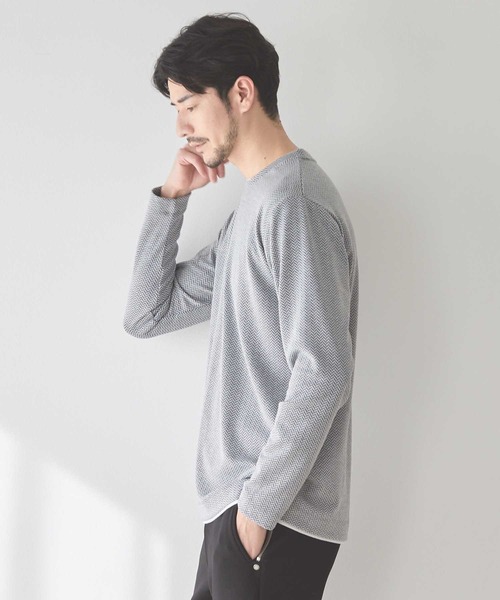 UNION STATION(ユニオンステーション)の「ウェーブジャガード柄フェイクレイヤードクルーTee(Tシャツ/カットソー・メンズ・ネイビー/グレー/ネイビー系・L/LL/M)」の5枚目の写真