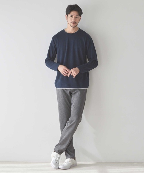UNION STATION(ユニオンステーション)の「ウェーブジャガード柄フェイクレイヤードクルーTee(Tシャツ/カットソー・メンズ・ネイビー/グレー/ネイビー系・L/LL/M)」の11枚目の写真