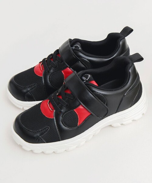 BRANSHES(ブランシェス)の「【足育】配色スニーカー(スニーカー・キッズ・ブラック/アイボリー・17.0cm/21.0cm/20.0cm/19.0cm/18.0cm)」の1枚目の写真