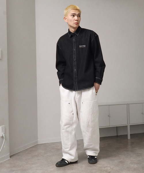 THRASHER(スラッシャー)の「【THRASHER/スラッシャー】ワンポイント刺繍ロゴ レギュラーカラー 長袖デニムシャツ(シャツ/ブラウス・メンズ・サックスブルー/インディゴブルー/ブラック・M/L/XL)」の20枚目の写真