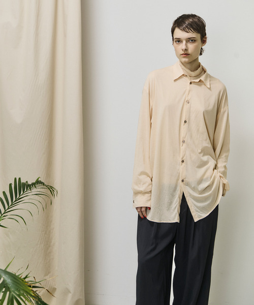 UNFIL（アンフィル）の「unfil アンフィル / twisted cotton sheer jersey fluid shirt ツイストコットンシアージャージーフルイドシャツ / WVSP-UW115（シャツ/ブラウス・レディース・ライトブルー/ライトピンク・0）」の3枚目の写真