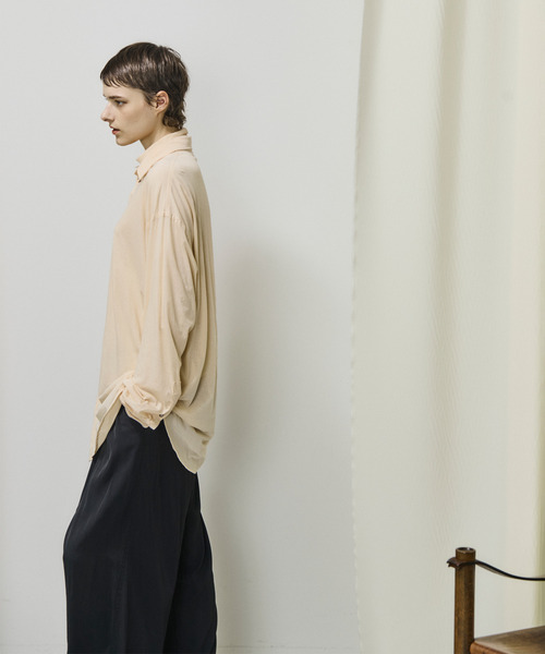 UNFIL（アンフィル）の「unfil アンフィル / twisted cotton sheer jersey fluid shirt ツイストコットンシアージャージーフルイドシャツ / WVSP-UW115（シャツ/ブラウス・レディース・ライトブルー/ライトピンク・0）」の4枚目の写真