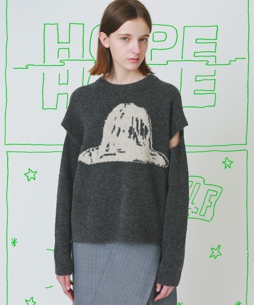 soduk（スドーク）の「【soduk】painter's hat knit top（ニット/セーター・レディース・ブラック/グレー/ホワイト・ONE SIZE）」の3枚目の写真