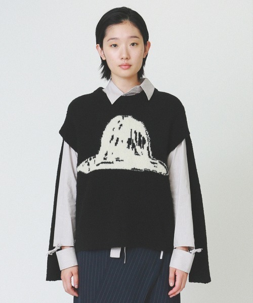 soduk（スドーク）の「【soduk】painter's hat knit top（ニット/セーター・レディース・ブラック/グレー/ホワイト・ONE SIZE）」の8枚目の写真