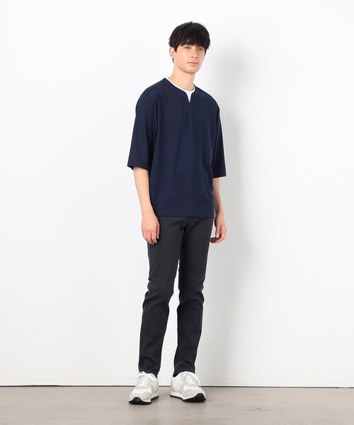 COMME CA ISM（コムサイズム）の「フェイクレイヤード キーネックＴシャツ 七分袖（Tシャツ/カットソー・メンズ・ブラック/ブルー/ネイビー/ホワイト・MEDIUM/LARGE/X-LARGE）」の6枚目の写真