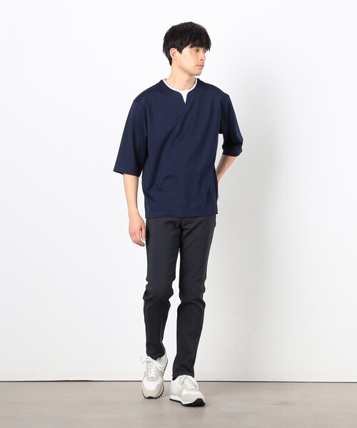 COMME CA ISM（コムサイズム）の「フェイクレイヤード キーネックＴシャツ 七分袖（Tシャツ/カットソー・メンズ・ブラック/ブルー/ネイビー/ホワイト・MEDIUM/LARGE/X-LARGE）」の7枚目の写真