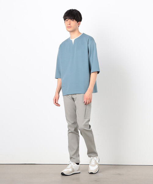 COMME CA ISM（コムサイズム）の「フェイクレイヤード キーネックＴシャツ 七分袖（Tシャツ/カットソー・メンズ・ブラック/ブルー/ネイビー/ホワイト・MEDIUM/LARGE/X-LARGE）」の9枚目の写真