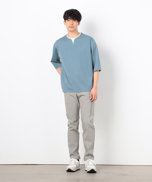 COMME CA ISM（コムサイズム）の「フェイクレイヤード キーネックＴシャツ 七分袖（Tシャツ/カットソー・メンズ・ブラック/ブルー/ネイビー/ホワイト・MEDIUM/LARGE/X-LARGE）」の10枚目の写真