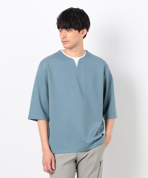 COMME CA ISM（コムサイズム）の「フェイクレイヤード キーネックＴシャツ 七分袖（Tシャツ/カットソー・メンズ・ブラック/ブルー/ネイビー/ホワイト・MEDIUM/LARGE/X-LARGE）」の11枚目の写真