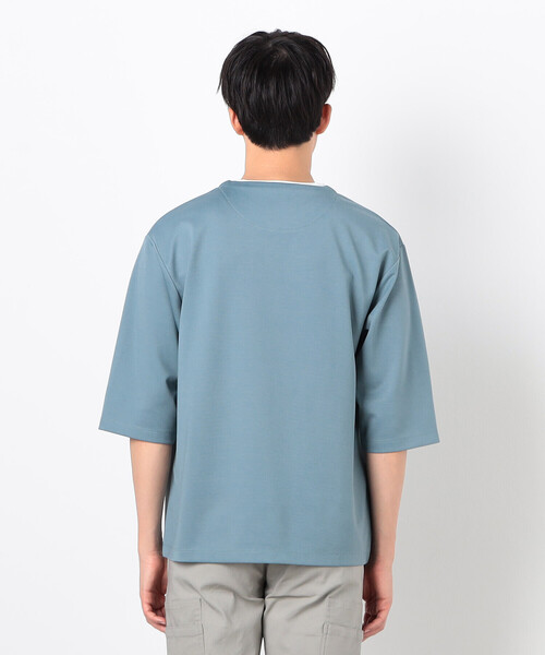COMME CA ISM（コムサイズム）の「フェイクレイヤード キーネックＴシャツ 七分袖（Tシャツ/カットソー・メンズ・ブラック/ブルー/ネイビー/ホワイト・MEDIUM/LARGE/X-LARGE）」の14枚目の写真