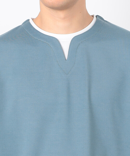 COMME CA ISM（コムサイズム）の「フェイクレイヤード キーネックＴシャツ 七分袖（Tシャツ/カットソー・メンズ・ブラック/ブルー/ネイビー/ホワイト・MEDIUM/LARGE/X-LARGE）」の15枚目の写真