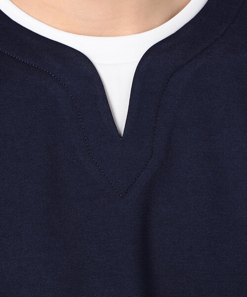 COMME CA ISM（コムサイズム）の「フェイクレイヤード キーネックＴシャツ 七分袖（Tシャツ/カットソー・メンズ・ブラック/ブルー/ネイビー/ホワイト・MEDIUM/LARGE/X-LARGE）」の20枚目の写真
