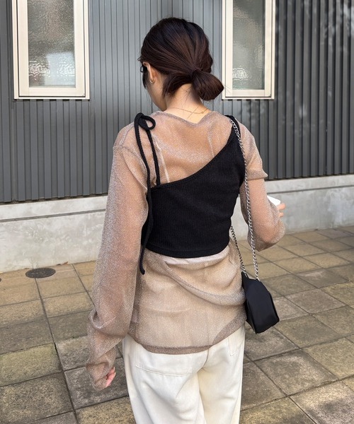 ISOOK(アイスー)の「【ISOOK / アイスー】2ピースレイヤードニットカットソー / アシンメトリー 長袖 クルーネック セットアイテム ZOZOTOWN限定(Tシャツ/カットソー・レディース・チャコール/アイボリー/ブラック・FREE)」の8枚目の写真