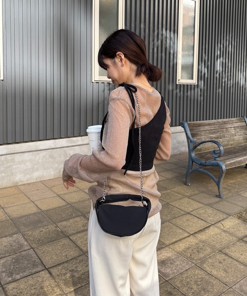 ISOOK(アイスー)の「【ISOOK / アイスー】2ピースレイヤードニットカットソー / アシンメトリー 長袖 クルーネック セットアイテム ZOZOTOWN限定(Tシャツ/カットソー・レディース・チャコール/アイボリー/ブラック・FREE)」の9枚目の写真