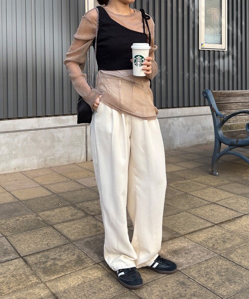 ISOOK(アイスー)の「【ISOOK / アイスー】2ピースレイヤードニットカットソー / アシンメトリー 長袖 クルーネック セットアイテム ZOZOTOWN限定(Tシャツ/カットソー・レディース・チャコール/アイボリー/ブラック・FREE)」の7枚目の写真