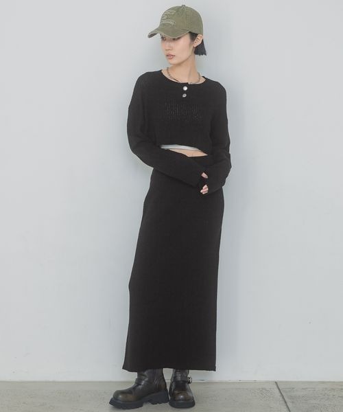 JEANASIS（ジーナシス）の「ブークレニットナロースカート/324896（スカート・レディース・ピンク/ブラック/ブラウン系その他・FREE）」の13枚目の写真